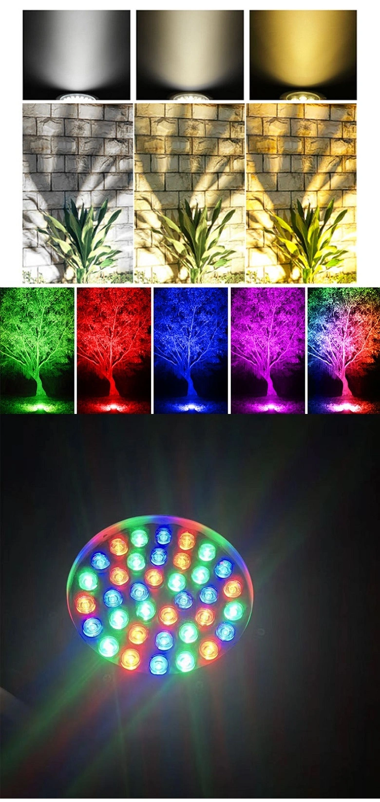 Outdoor Small Spotlight LED Waterproof Courtyard Flood Light Exterior Wall Lawn Landscape Colorful Spot Tree Light Fixture