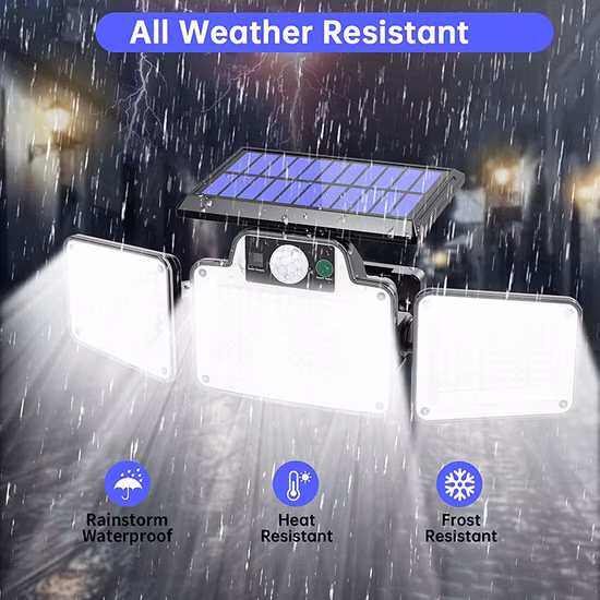 Lâmpada de parede LED com sensor de movimento solar à prova d'água com 3 modos de iluminação